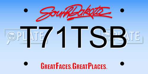 T71TSB South Dakota License Plate