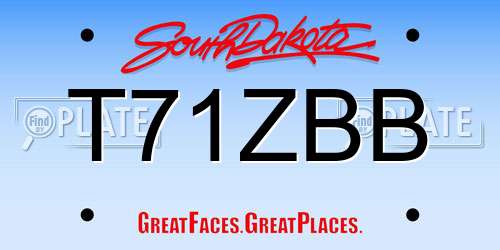 T71ZBB South Dakota License Plate