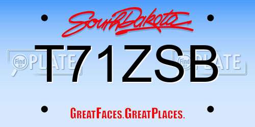 T71ZSB South Dakota License Plate