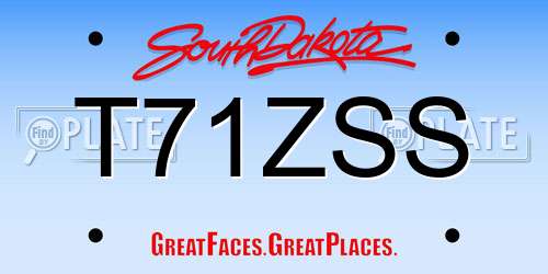 T71ZSS South Dakota License Plate