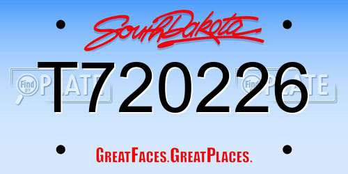 T720226 South Dakota License Plate
