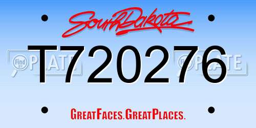 T720276 South Dakota License Plate