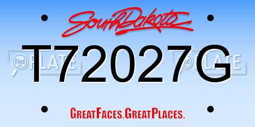 T72027G South Dakota License Plate