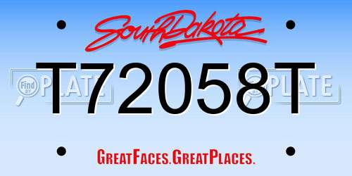 T72058T South Dakota License Plate