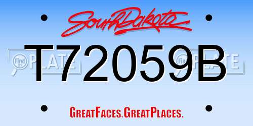 T72059B South Dakota License Plate