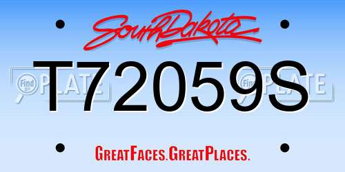 T72059S South Dakota License Plate