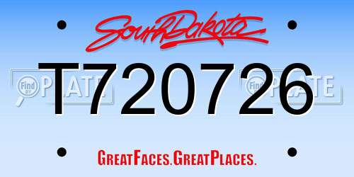 T720726 South Dakota License Plate