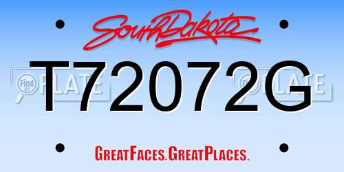 T72072G South Dakota License Plate
