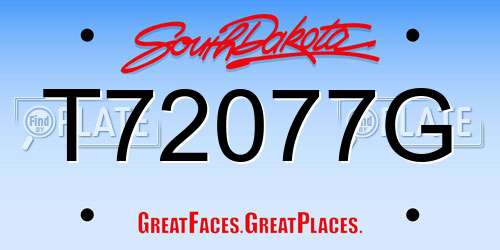 T72077G South Dakota License Plate