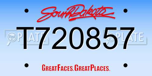 T720857 South Dakota License Plate