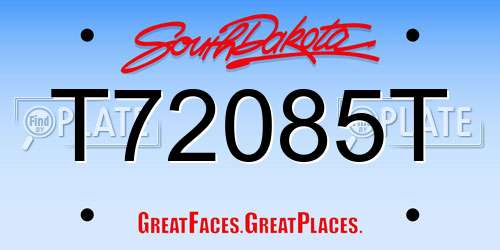 T72085T South Dakota License Plate