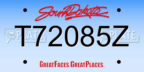 T72085Z South Dakota License Plate