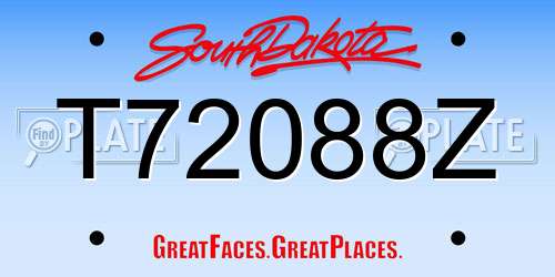 T72088Z South Dakota License Plate