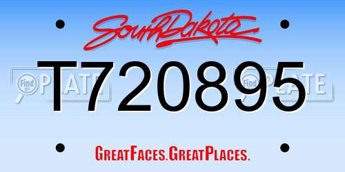 T720895 South Dakota License Plate