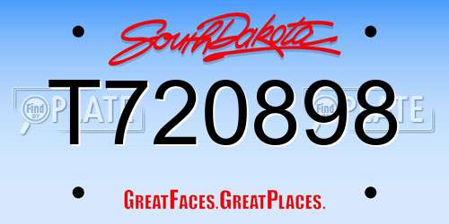 T720898 South Dakota License Plate