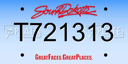 T721313 South Dakota License Plate