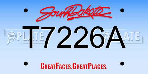 T7226A South Dakota License Plate