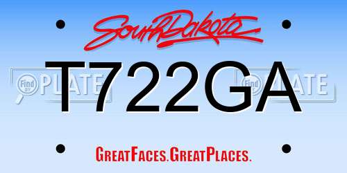 T722GA South Dakota License Plate