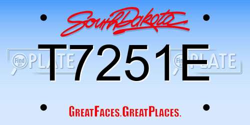 T7251E South Dakota License Plate