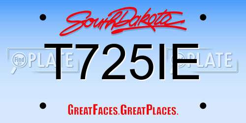T725IE South Dakota License Plate