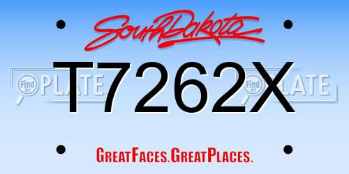 T7262X South Dakota License Plate