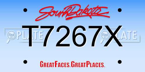 T7267X South Dakota License Plate