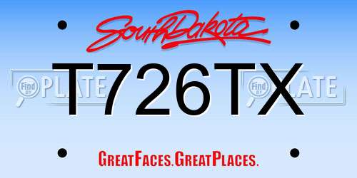 T726TX South Dakota License Plate