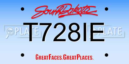 T728IE South Dakota License Plate