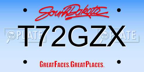T72GZX South Dakota License Plate