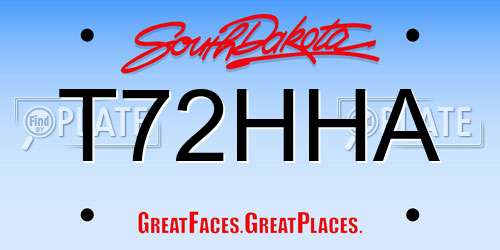 T72HHA South Dakota License Plate