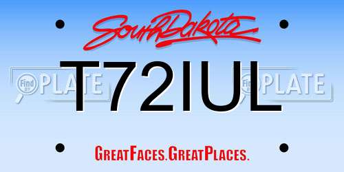 T72IUL South Dakota License Plate