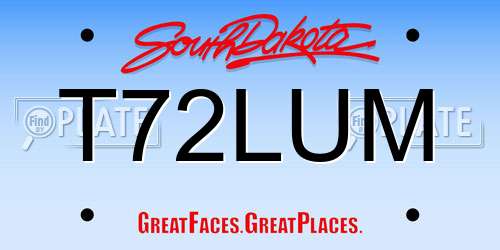 T72LUM South Dakota License Plate