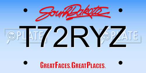 T72RYZ South Dakota License Plate