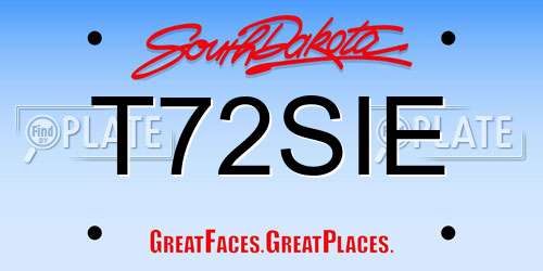 T72SIE South Dakota License Plate