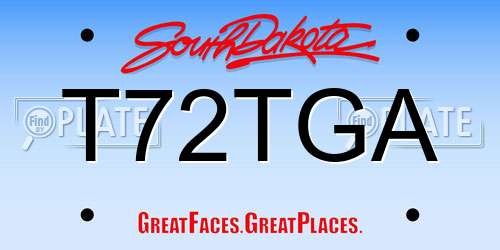T72TGA South Dakota License Plate