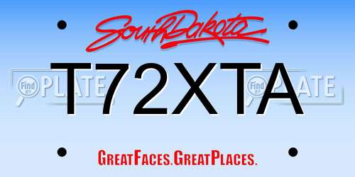 T72XTA South Dakota License Plate