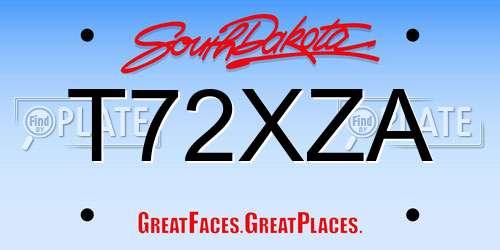 T72XZA South Dakota License Plate