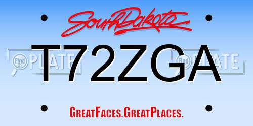 T72ZGA South Dakota License Plate