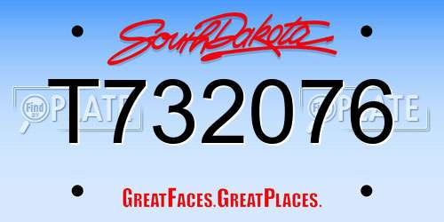 T732076 South Dakota License Plate