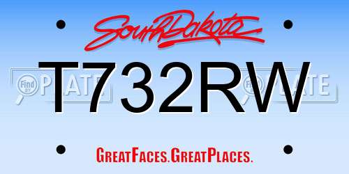 T732RW South Dakota License Plate