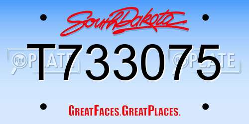 T733075 South Dakota License Plate