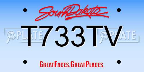 T733TV South Dakota License Plate