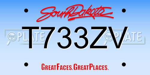 T733ZV South Dakota License Plate