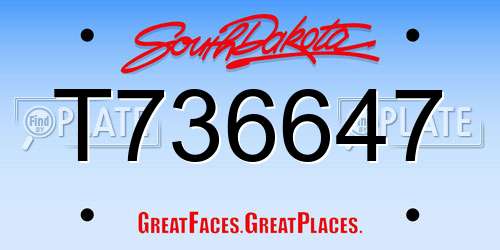 T736647 South Dakota License Plate