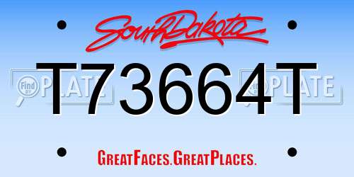 T73664T South Dakota License Plate