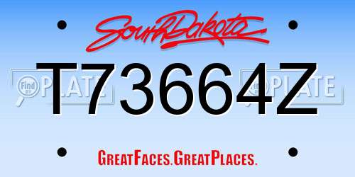 T73664Z South Dakota License Plate