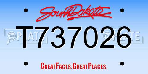 T737026 South Dakota License Plate