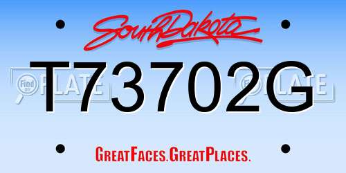 T73702G South Dakota License Plate