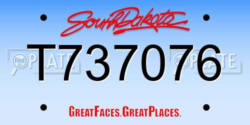 T737076 South Dakota License Plate
