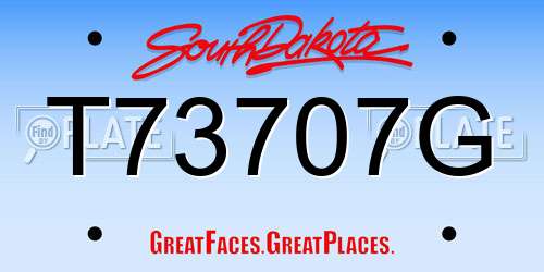 T73707G South Dakota License Plate